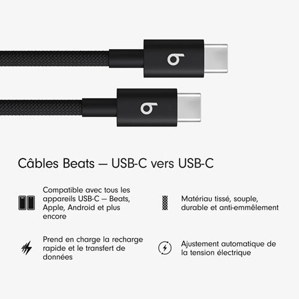Câble tissé USB-C à USB-C de 1,5 m (4,9 pi) de Beats By Dr. Dre (MDGE4LL/A) - Bleu métal