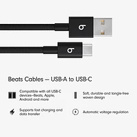 Beats By Dr. Dre 1.5m (4.9 ft.) USB-A to USB-C Woven Cable (MDGG4LL/A) - Bolt Black