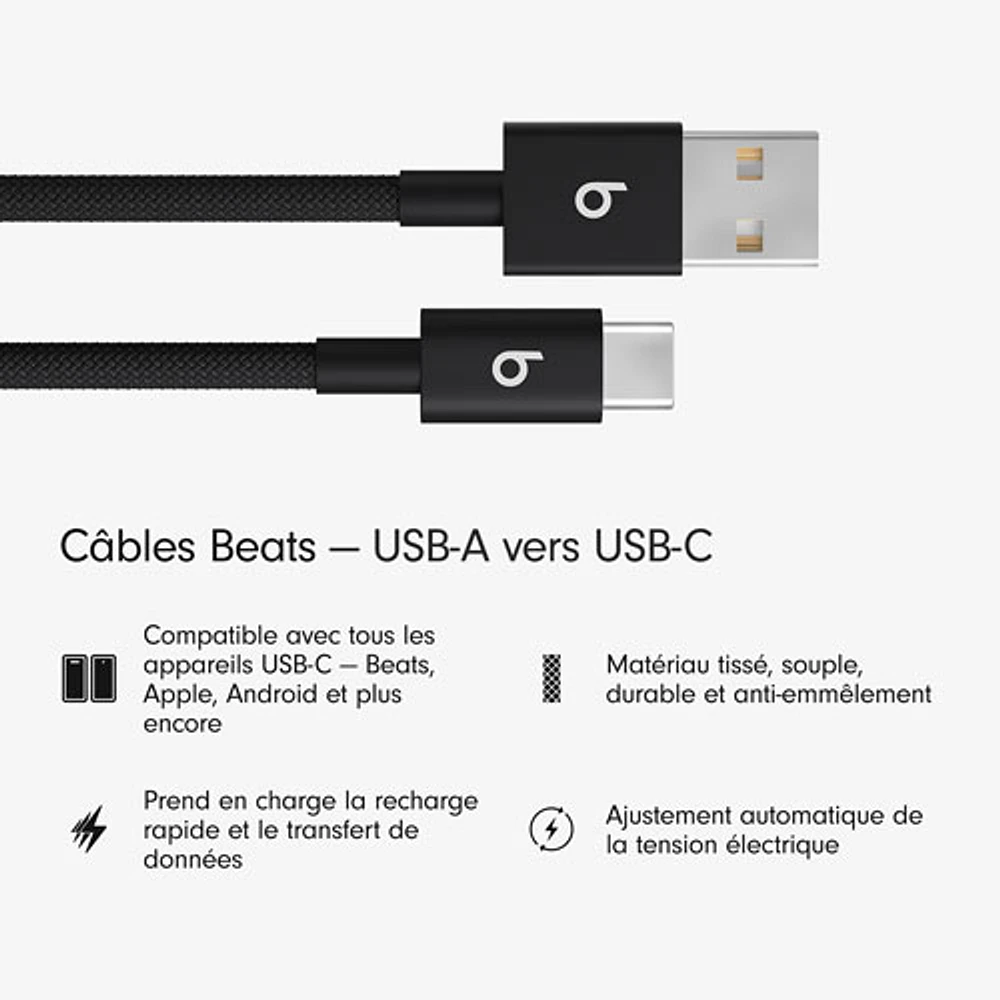 Beats By Dr. Dre 1.5m (4.9 ft.) USB-A to USB-C Woven Cable (MDGG4LL/A) - Bolt Black