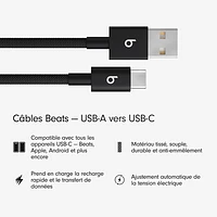 Beats By Dr. Dre 1.5m (4.9 ft.) USB-A to USB-C Woven Cable (MDGG4LL/A) - Bolt Black