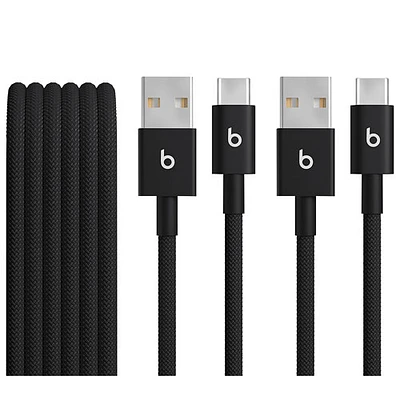 Câble tissé USB-A à USB-C de 1,5 m (4,9 pi) de Beats By Dr. Dre (MDGH4LL/A) - Noir éclair - Ensemble de 2
