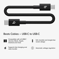 Beats By Dr. Dre 0.2m (0.65 ft.) USB-C to USB-C Woven Cable (MEQ94LL/A) - Bolt Black