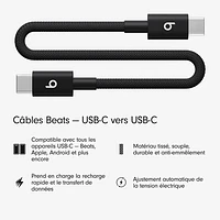 Beats By Dr. Dre 0.2m (0.65 ft.) USB-C to USB-C Woven Cable (MEQ94LL/A) - Bolt Black