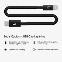 Beats By Dr. Dre 0.2m (0.65 ft.) USB-C to Lightning Woven Cable (MEQM4LL/A) - Bolt Black