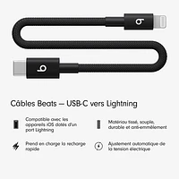 Beats By Dr. Dre 0.2m (0.65 ft.) USB-C to Lightning Woven Cable (MEQM4LL/A) - Bolt Black