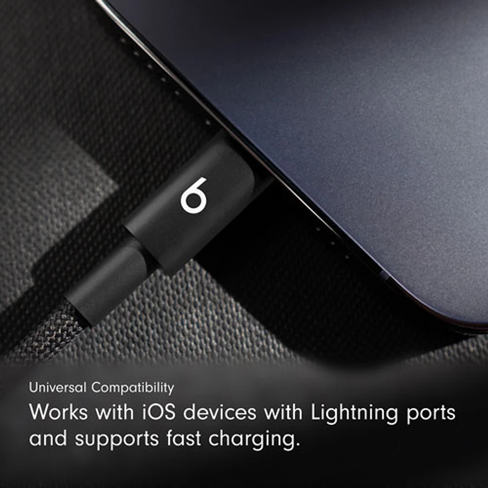 Beats By Dr. Dre 0.2m (0.65 ft.) USB-C to Lightning Woven Cable (MEQM4LL/A) - Bolt Black