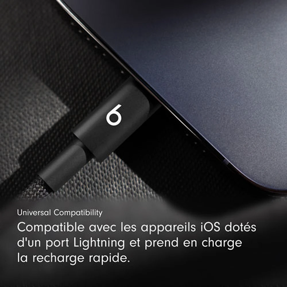 Beats By Dr. Dre 0.2m (0.65 ft.) USB-C to Lightning Woven Cable (MEQM4LL/A) - Bolt Black