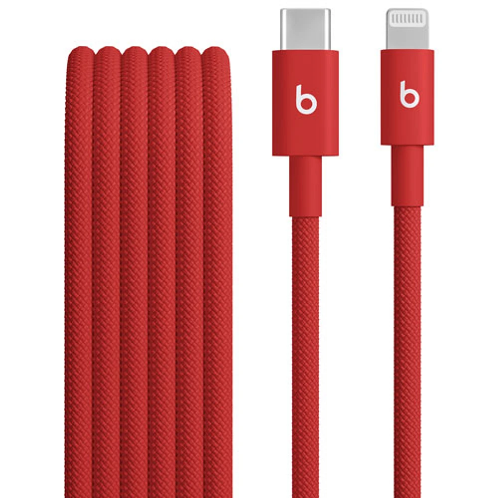 Beats By Dr. Dre 1.5m (4.9 ft.) USB-C to Lightning Woven Cable (MFEH4LL/A) - Rapid Red