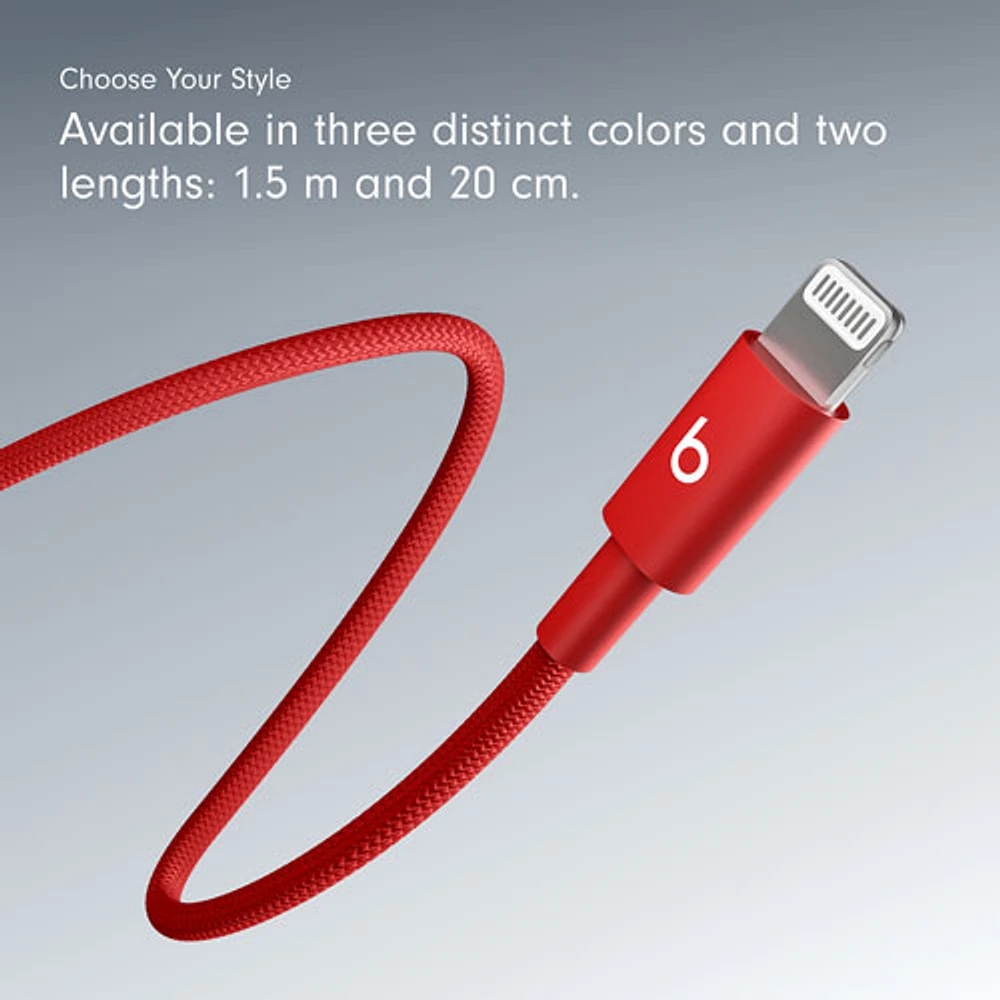Beats By Dr. Dre 1.5m (4.9 ft.) USB-C to Lightning Woven Cable (MFEH4LL/A) - Rapid Red