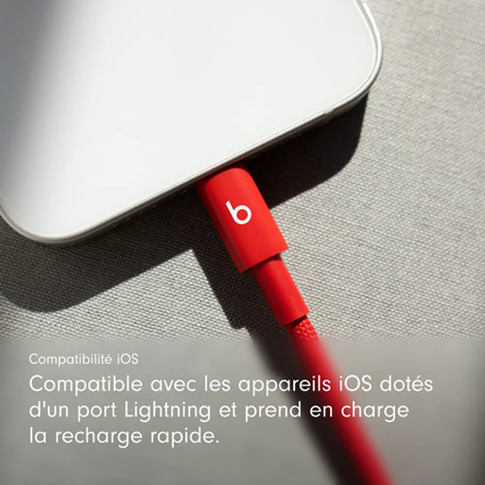 Beats By Dr. Dre 1.5m (4.9 ft.) USB-C to Lightning Woven Cable (MFEH4LL/A) - Rapid Red