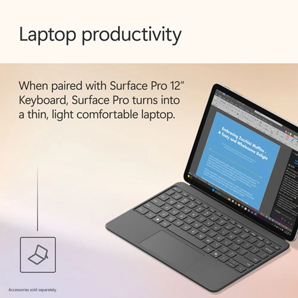 Microsoft Surface Pro (LCD) Copilot+ PC 12" 256GB Tablet with Snapdragon X Plus/16GB RAM (2025) - Platinum - Device Only