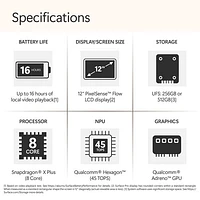 Tablette Surface Pro Copilot+PC (ACL) de 12 po et 512 Go de Microsoft avec Snapdragon X Plus/mémoire vive de 16 Go (2025) - Violet - Appareil seulement
