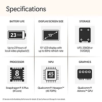 Portable Surface Laptop de 13 po de Microsoft avec Copilot+ PC - Océan (Snapdragon X Plus/RAM 16 Go/SSD 512 Go) - Anglais