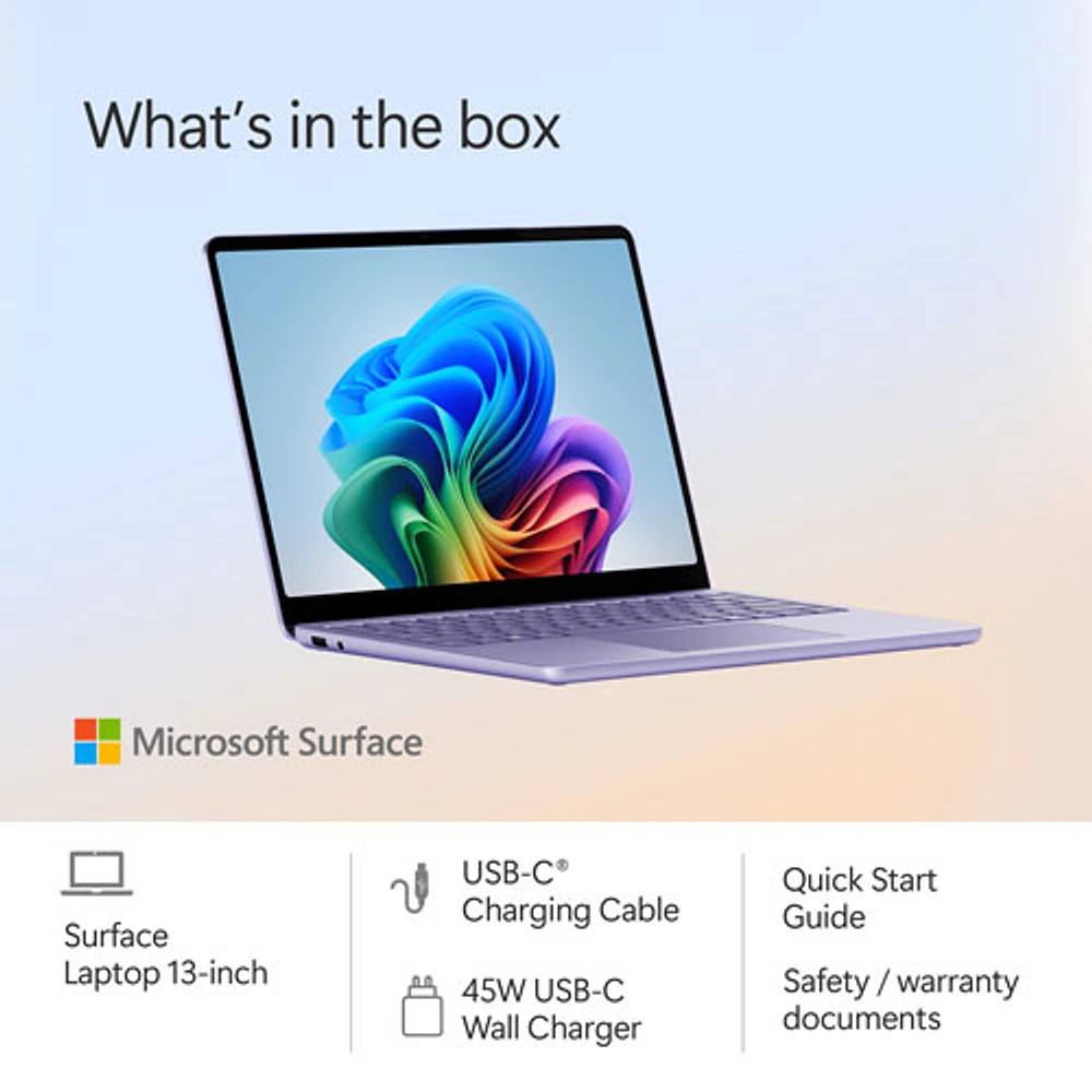 Microsoft Surface Laptop 13" Copilot+ PC Laptop - Violet (Snapdragon X Plus/16GB RAM/512GB SSD) - EN