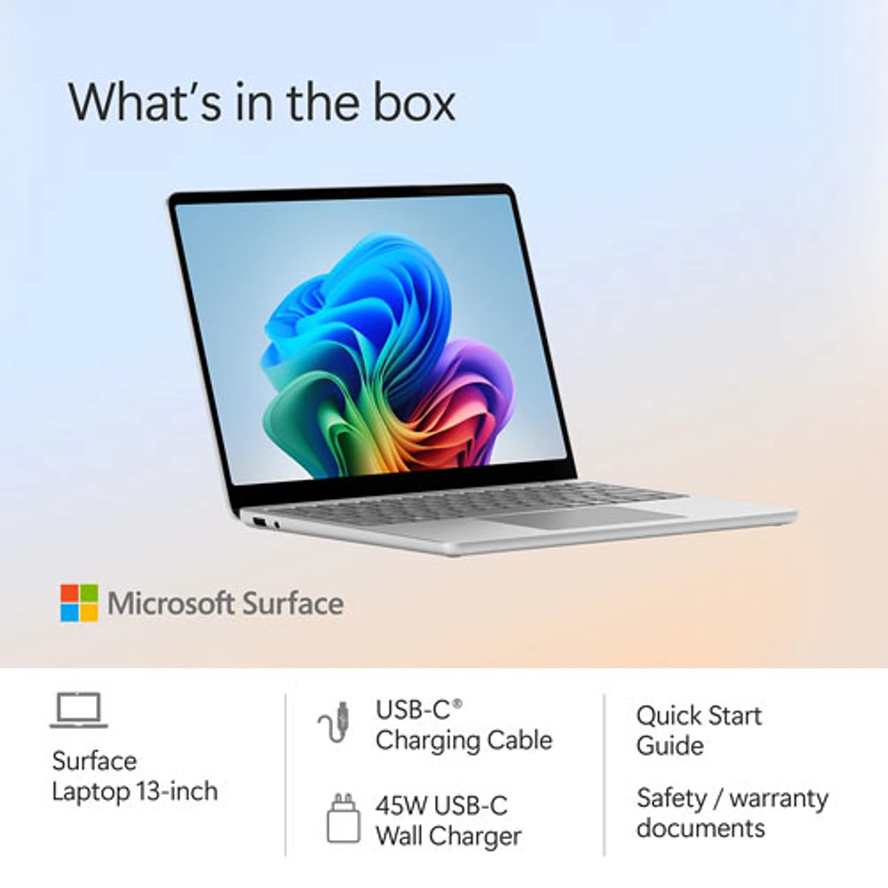 Microsoft Surface Laptop 13" Copilot+ PC Laptop - Platinum (Snapdragon X Plus/16GB RAM/512GB SSD) - EN