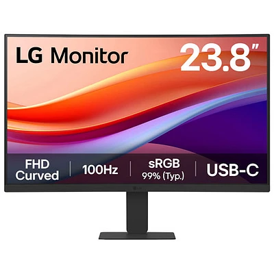 LG 24" FHD 100Hz 5ms GTG Curved VA LCD Monitor (24U421A-B) - Black