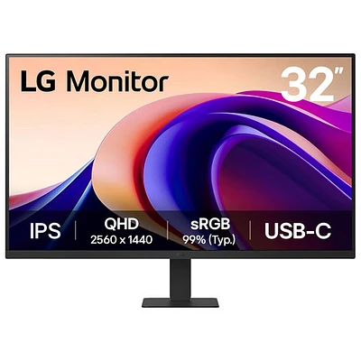 Moniteur ACL IPS QHD 100 Hz de 32 po de LG avec temps de réponse gris à gris de 5 ms (32U631A-B) - Noir