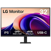 Moniteur ACL IPS QHD 100 Hz de 32 po de LG avec temps de réponse gris à gris de 5 ms (32U631A-B) - Noir