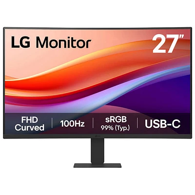 LG 27" FHD 100Hz 5ms GTG Curved VA LCD Monitor (27U421A-B) - Black