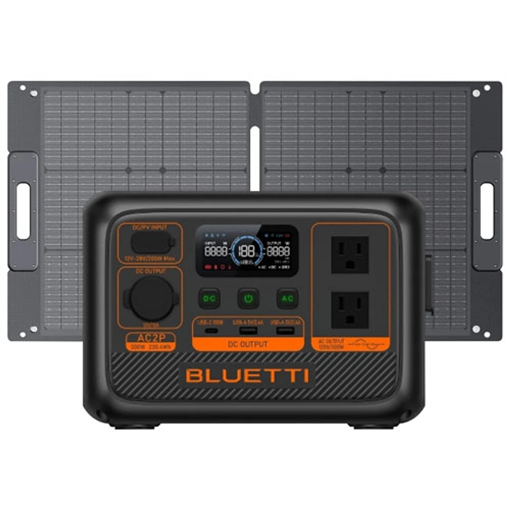 Station d'alimentation portative 230 Wh avec panneau solaire de 100 W de BLUETTI (AC2P-SP100L)