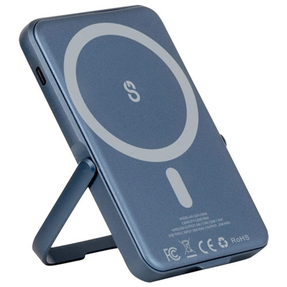 Chargeur portable de 5000 mAh Piston Power de LOGiiX avec chargement sans fil - Bleu minuit