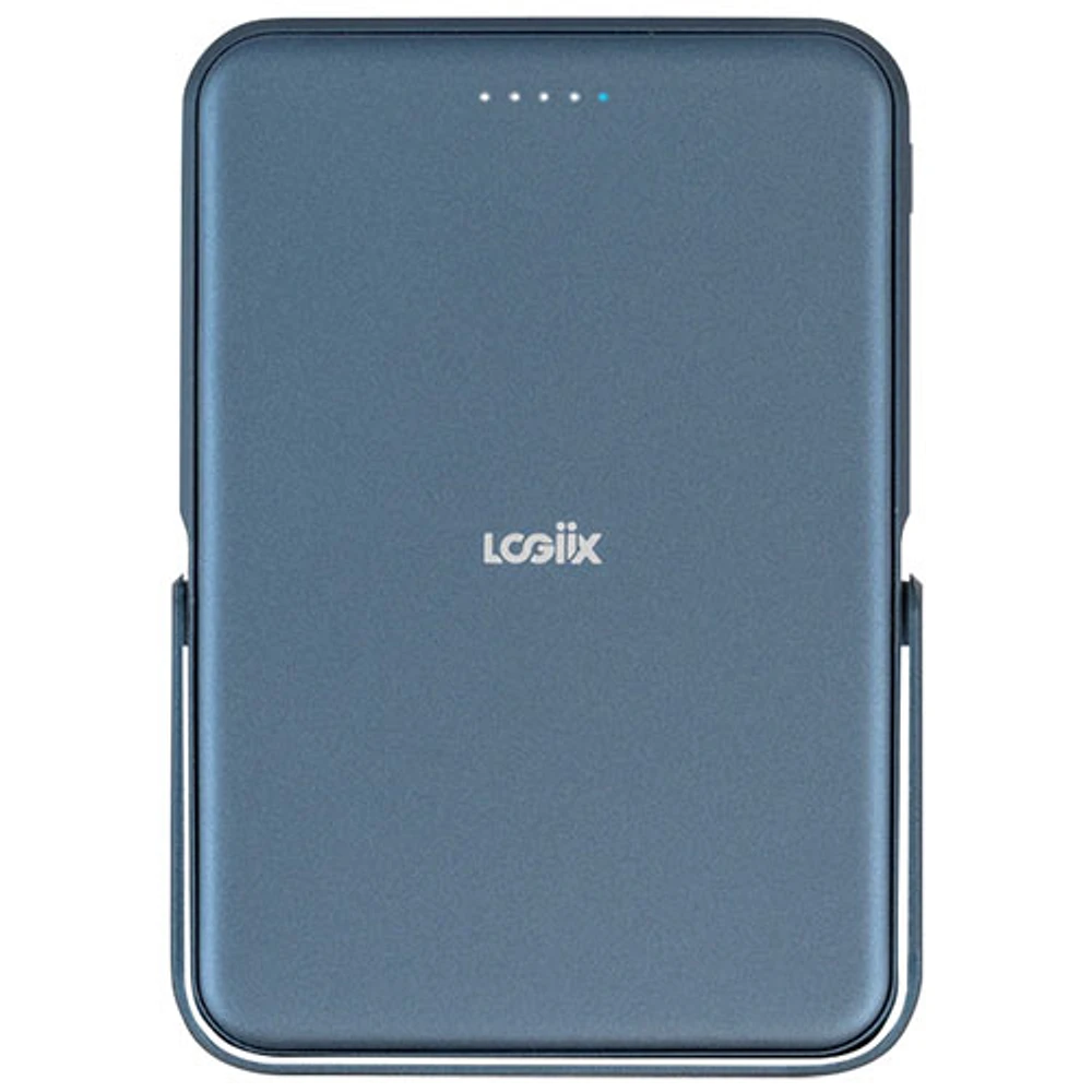 Chargeur portable de 5000 mAh Piston Power de LOGiiX avec chargement sans fil - Bleu minuit