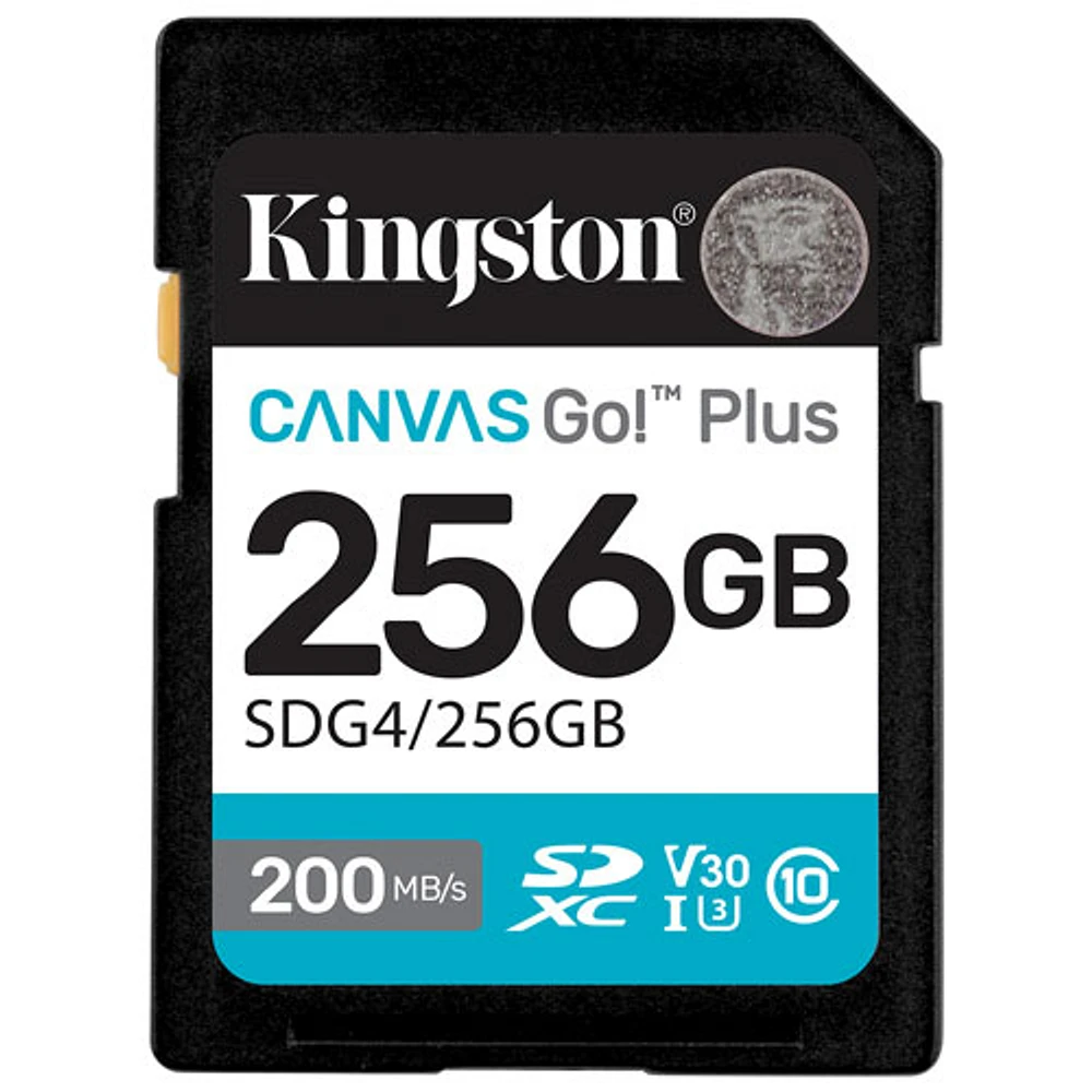 Carte mémoire Kingston Canvas Go! Plus SDXC U3 V30 de 200 Mo/s de 256 Go