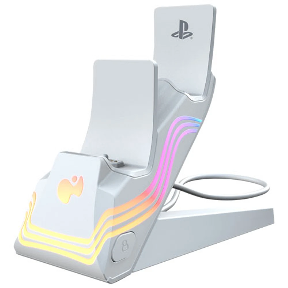 PDP Afterglow Wave Dual Charger for PS5 - White