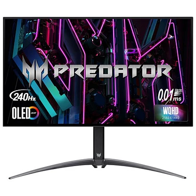 Moniteur de jeu FreeSync DELO WQHD 240 Hz de 27 po Predator d'Acer avec temps de réponse 0,03 ms gris à gris (X27U) - Noir