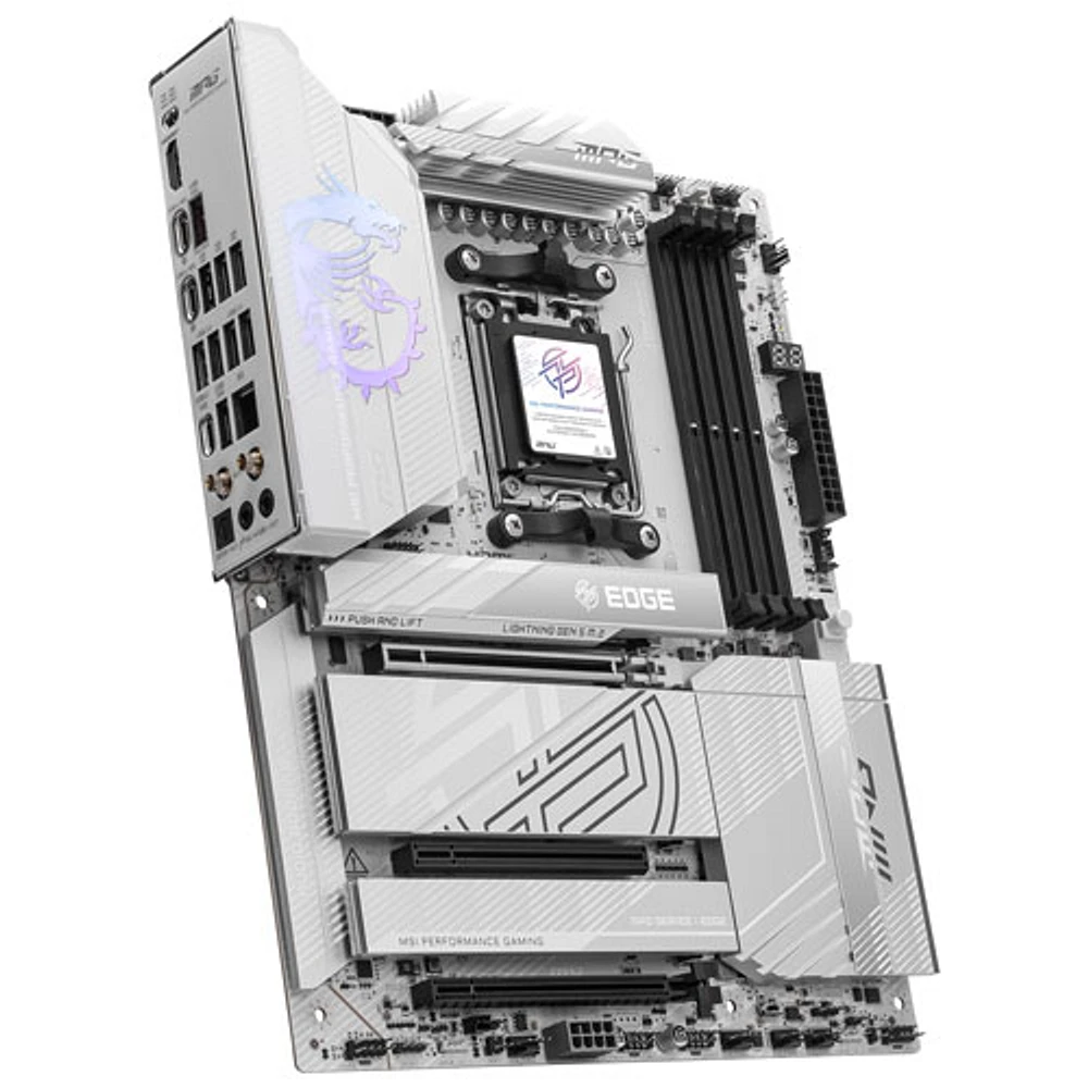 Carte mère MPG X870E EDGE TI WIFI ATX AM5 de MSI pour processeurs Ryzen 9000/8000/7000 d'AMD - Blanc