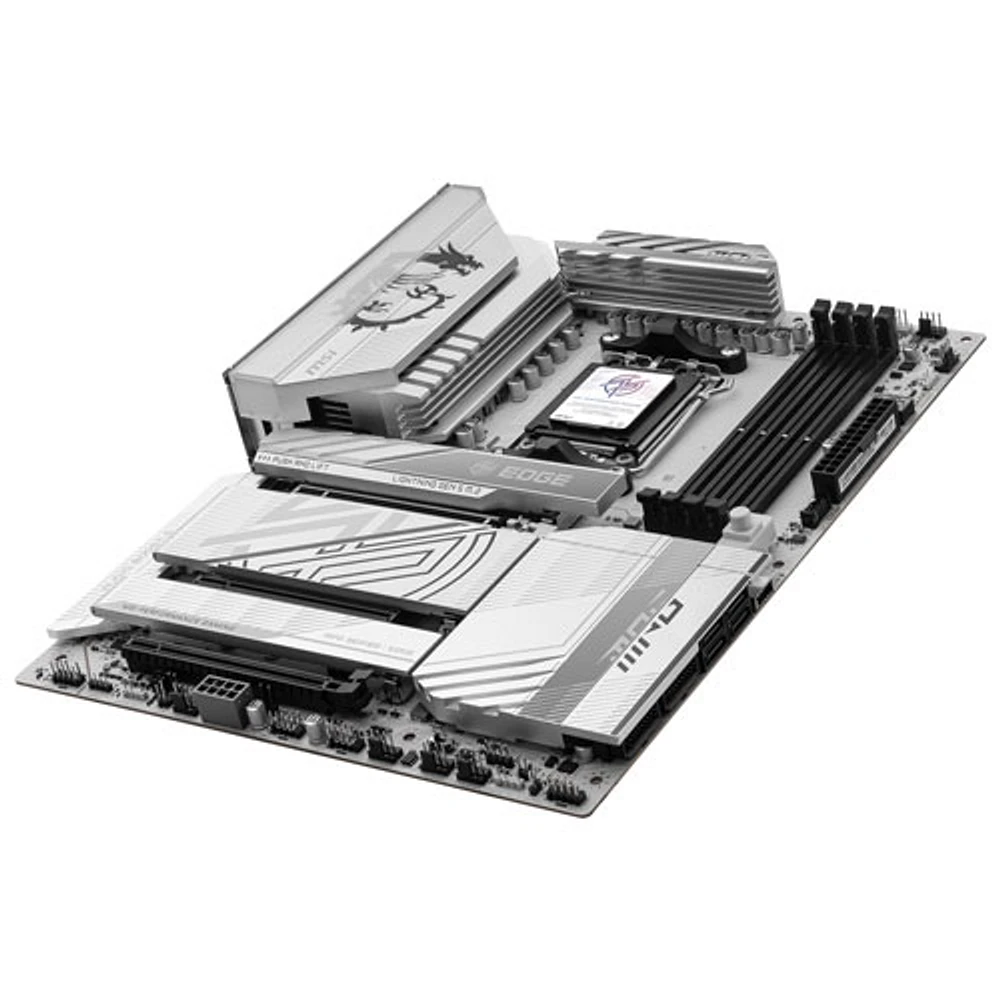 Carte mère MPG X870E EDGE TI WIFI ATX AM5 de MSI pour processeurs Ryzen 9000/8000/7000 d'AMD - Blanc