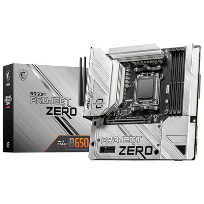 Carte mère B650M Project Zero Micro-ATX AM5 de MSI pour processeurs Ryzen 9000/8000/7000 d'AMD