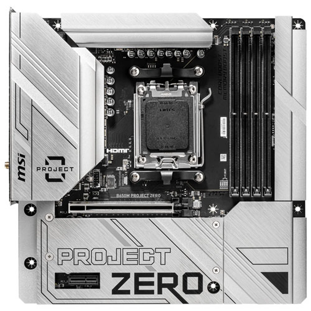 Carte mère B650M Project Zero Micro-ATX AM5 de MSI pour processeurs Ryzen 9000/8000/7000 d'AMD