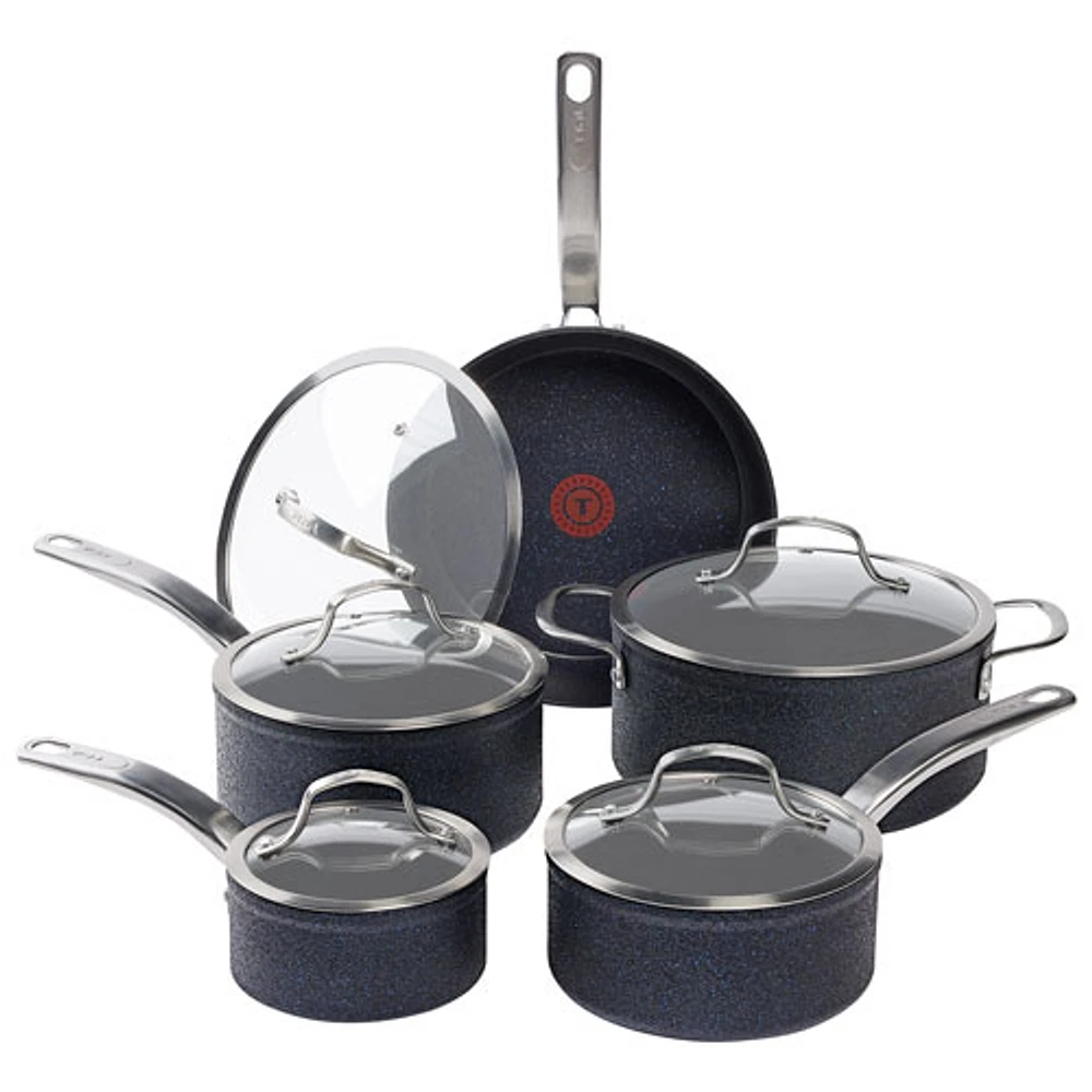 Batterie de cuisine en aluminium de 10 pièces StoneShield de T-fal - Noir