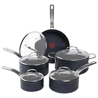 Batterie de cuisine en aluminium de 10 pièces StoneShield de T-fal - Noir