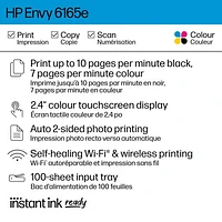 Imprimante à jet d'encre tout-en-un sans fil Envy 6165e de HP - Blanc