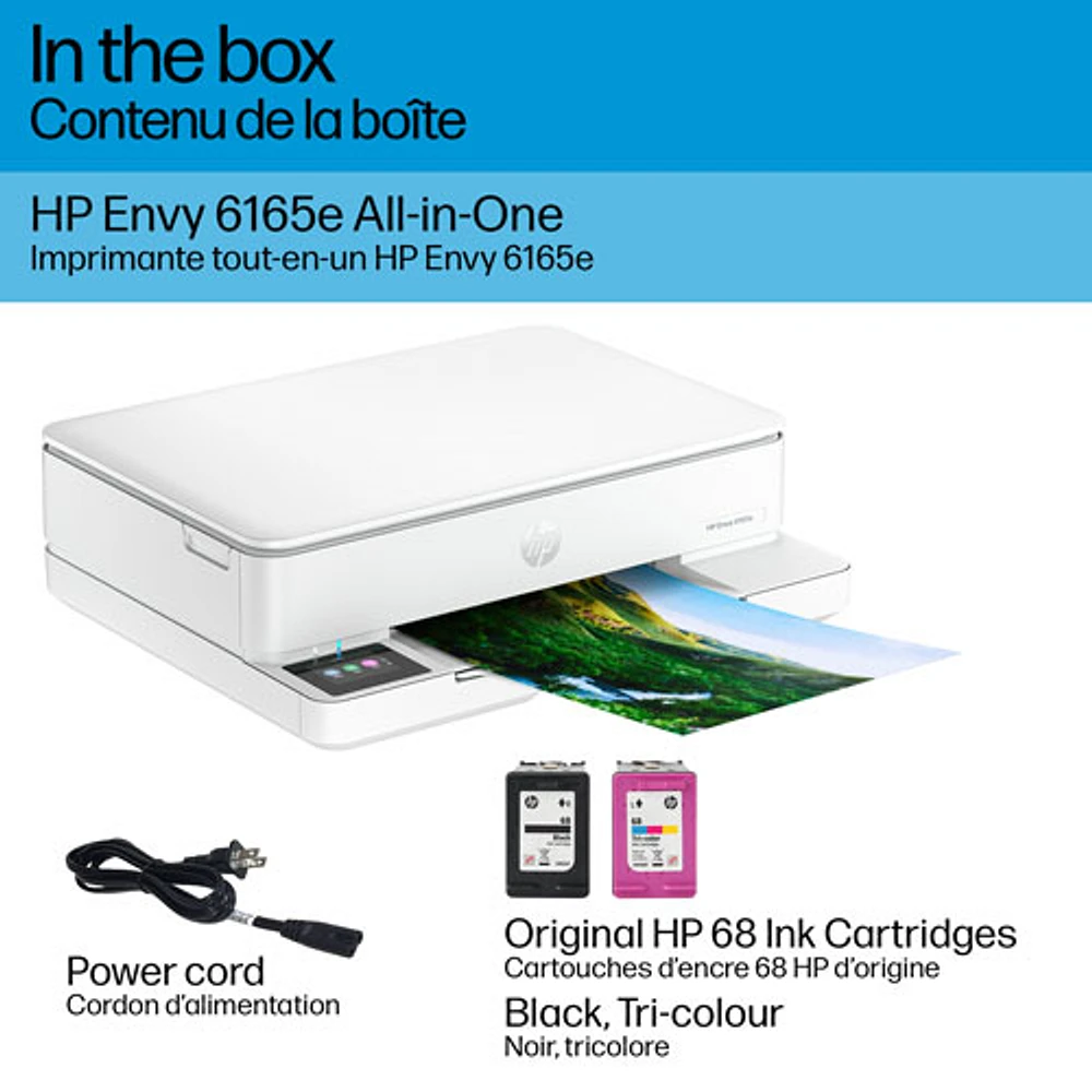 Imprimante à jet d'encre tout-en-un sans fil Envy 6165e de HP - Blanc