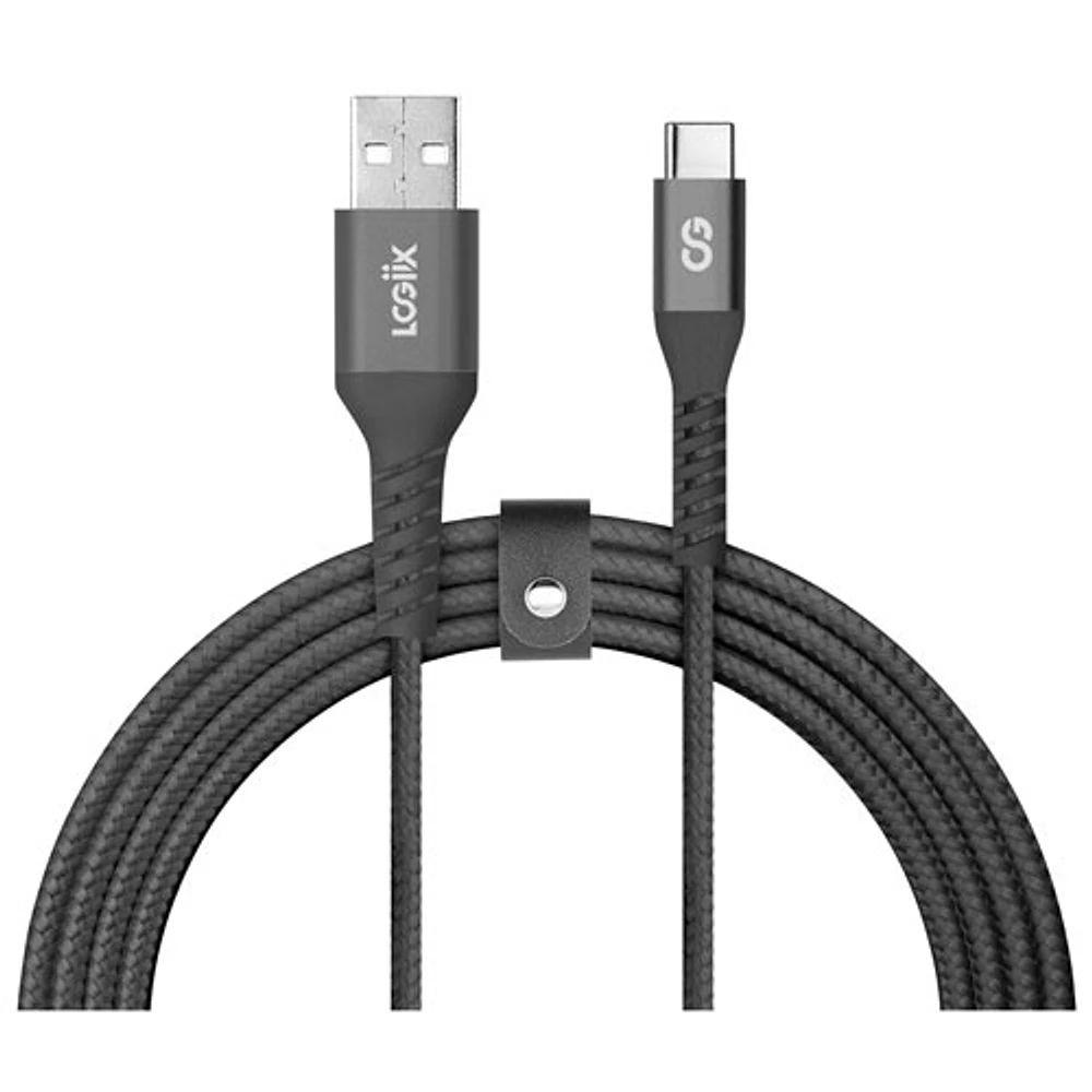 LOGiiX Vibrance 1.2m (3.9 ft.) Braided USB-A to USB-C Cable - Black