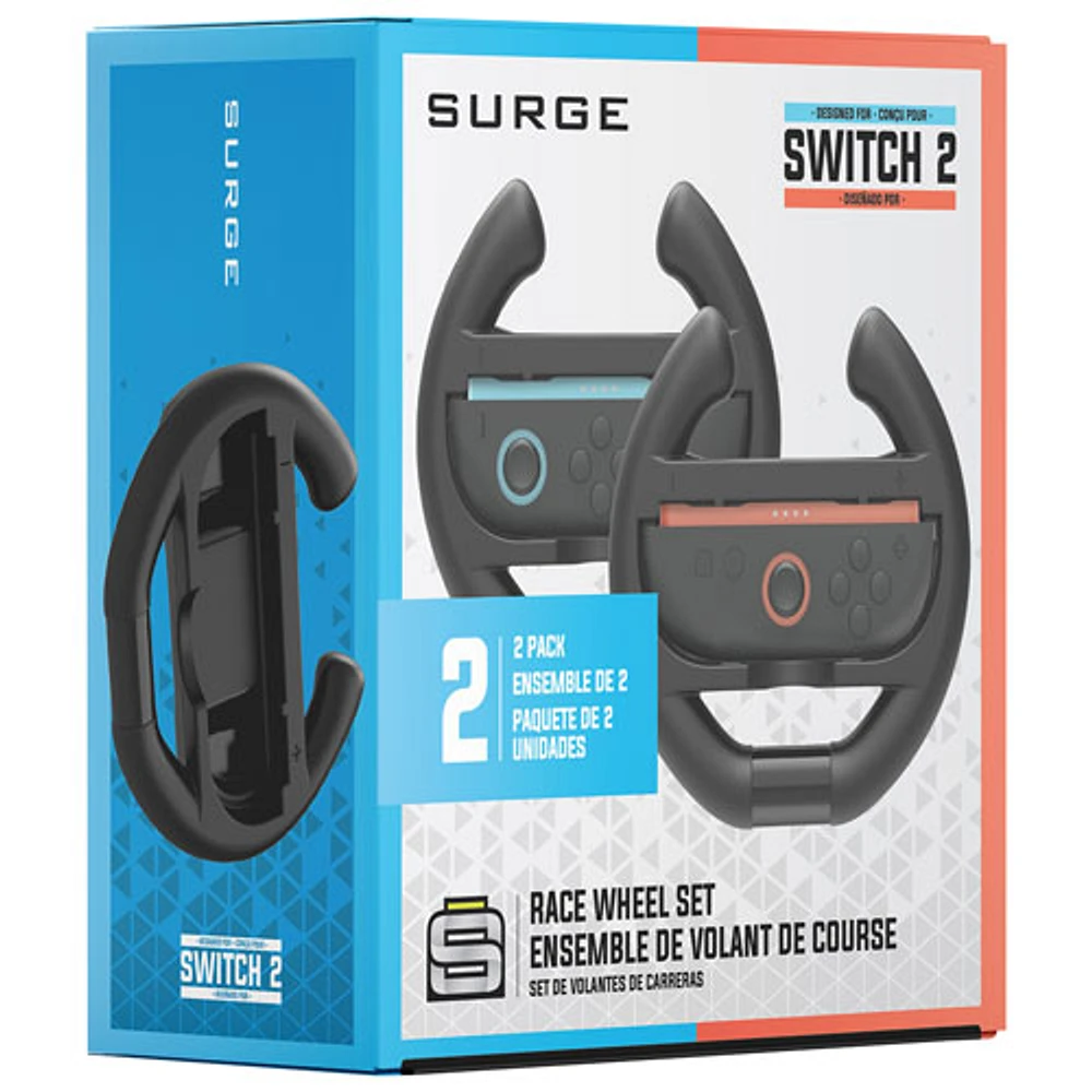 Ensemble de volant de course de Surge pour Switch 2 - Ensemble de 2 - Noir