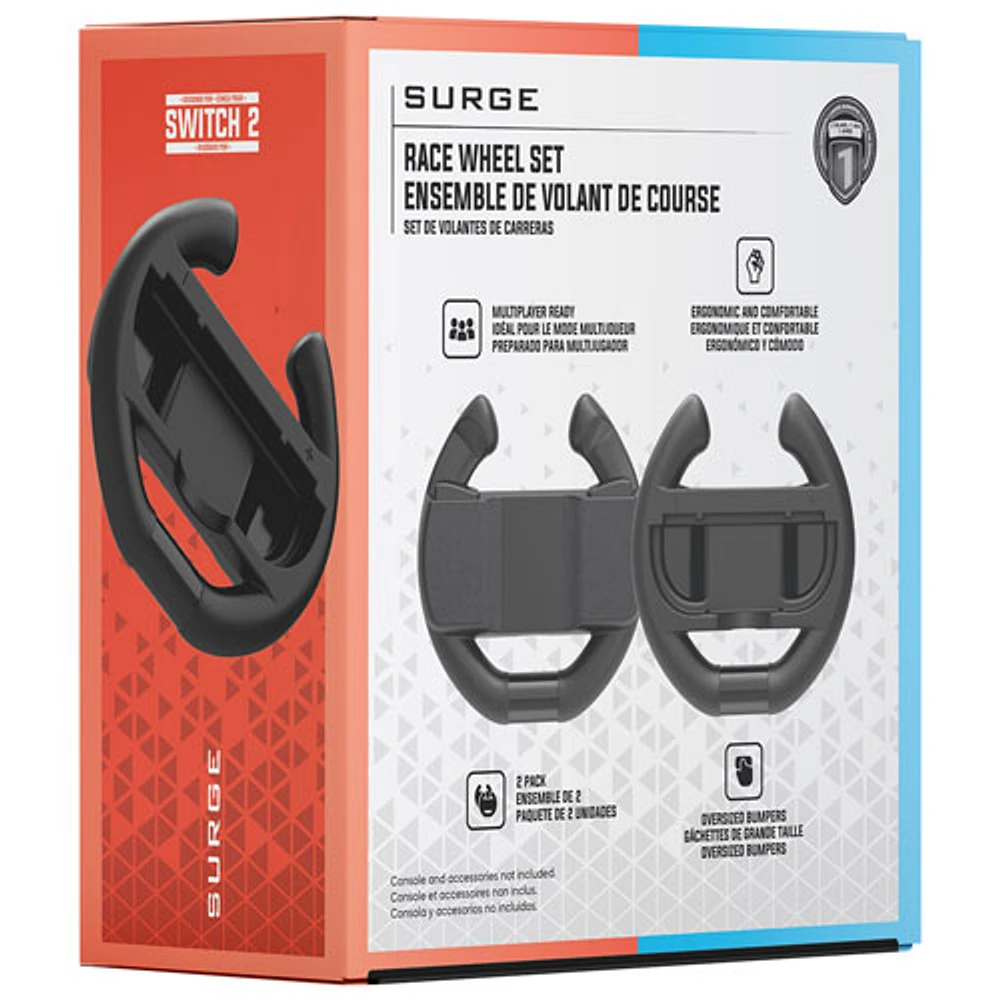 Ensemble de volant de course de Surge pour Switch 2 - Ensemble de 2 - Noir