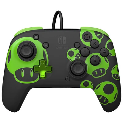 PDP Rematch Glow Wired Controller for Switch - 1-Up Mushroom