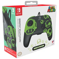 PDP Rematch Glow Wired Controller for Switch - 1-Up Mushroom