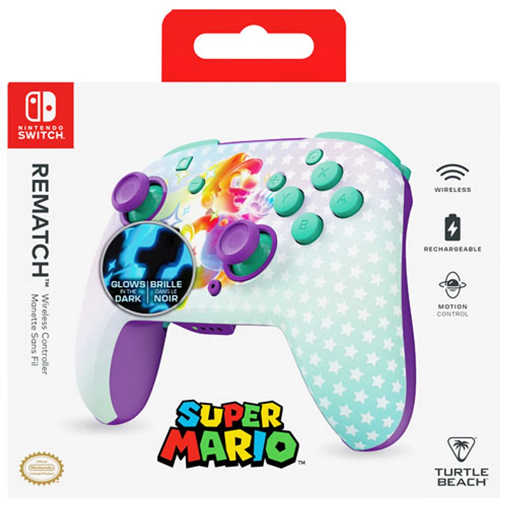 Turtle Beach Glow-in-the-Dark Rematch Wireless Controller for Switch - Invincible Mario
