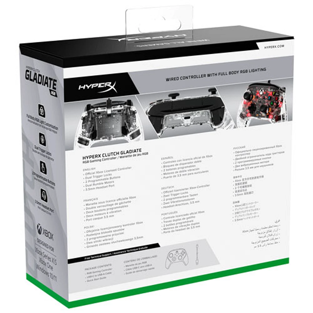 Manette avec fil RVB Clutch Gladiate de HyperX pour Xbox Series X|S - Noir