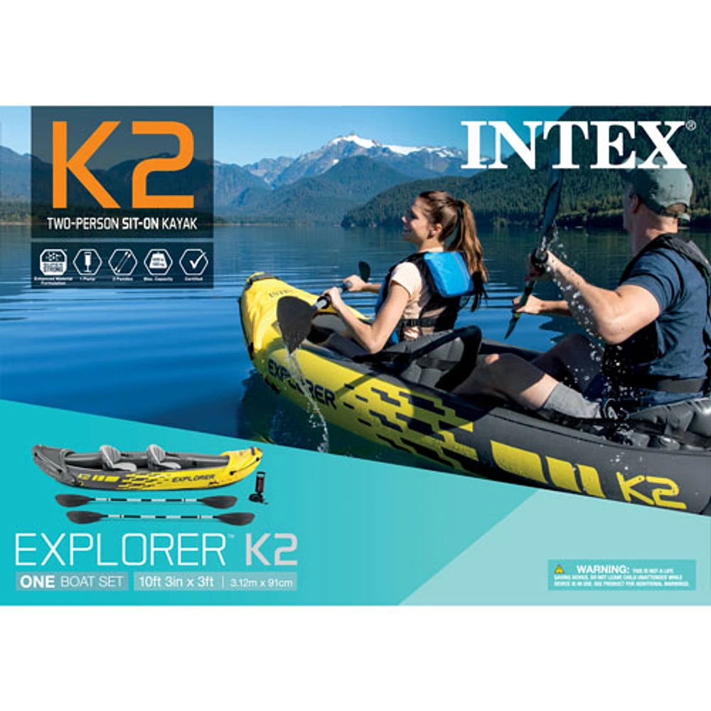 Intex Explorer K2 10 ft. 2-Person Inflatable Kayak - Yellow
