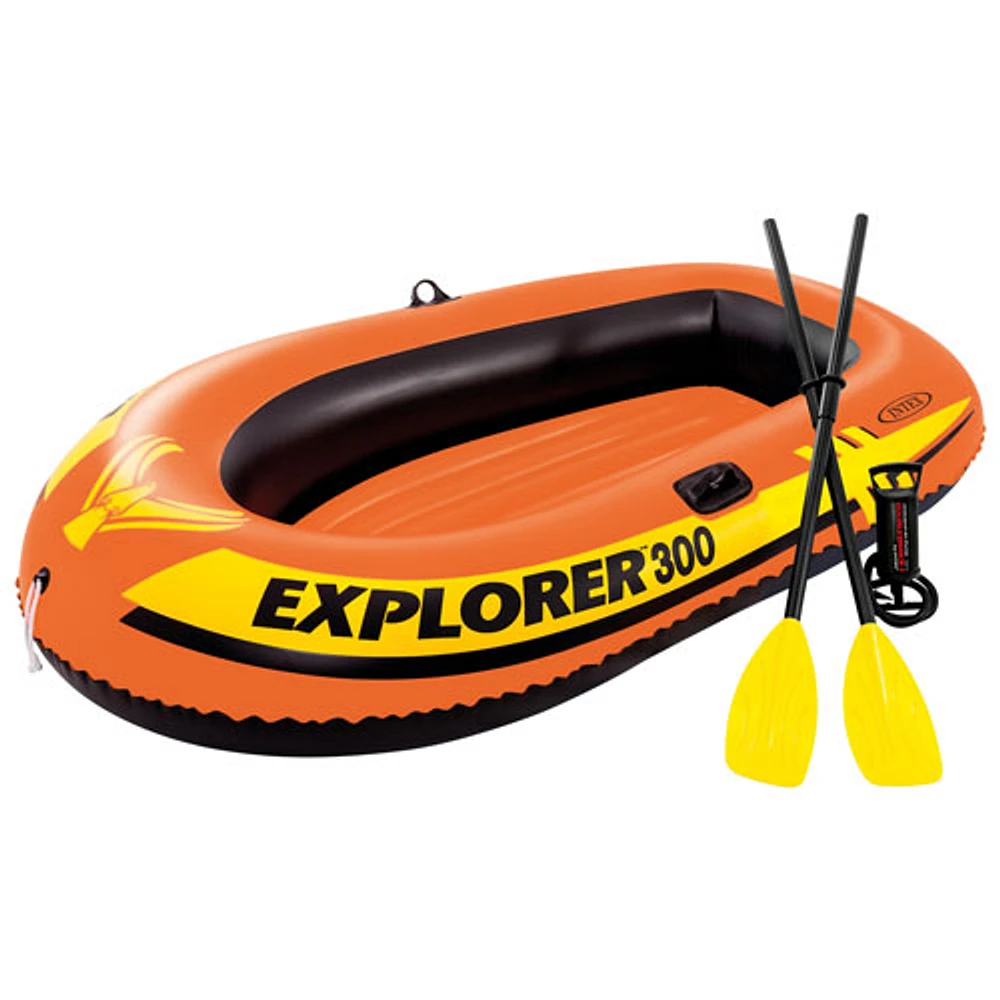 Bateau gonflable de 7 pi pour 3 personnes avec rames Explorer 300 d'Intex - Orange
