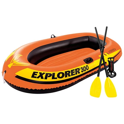 Bateau gonflable de 7 pi pour 3 personnes avec rames Explorer 300 d'Intex - Orange