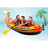 Bateau gonflable de 7 pi pour 3 personnes avec rames Explorer 300 d'Intex - Orange