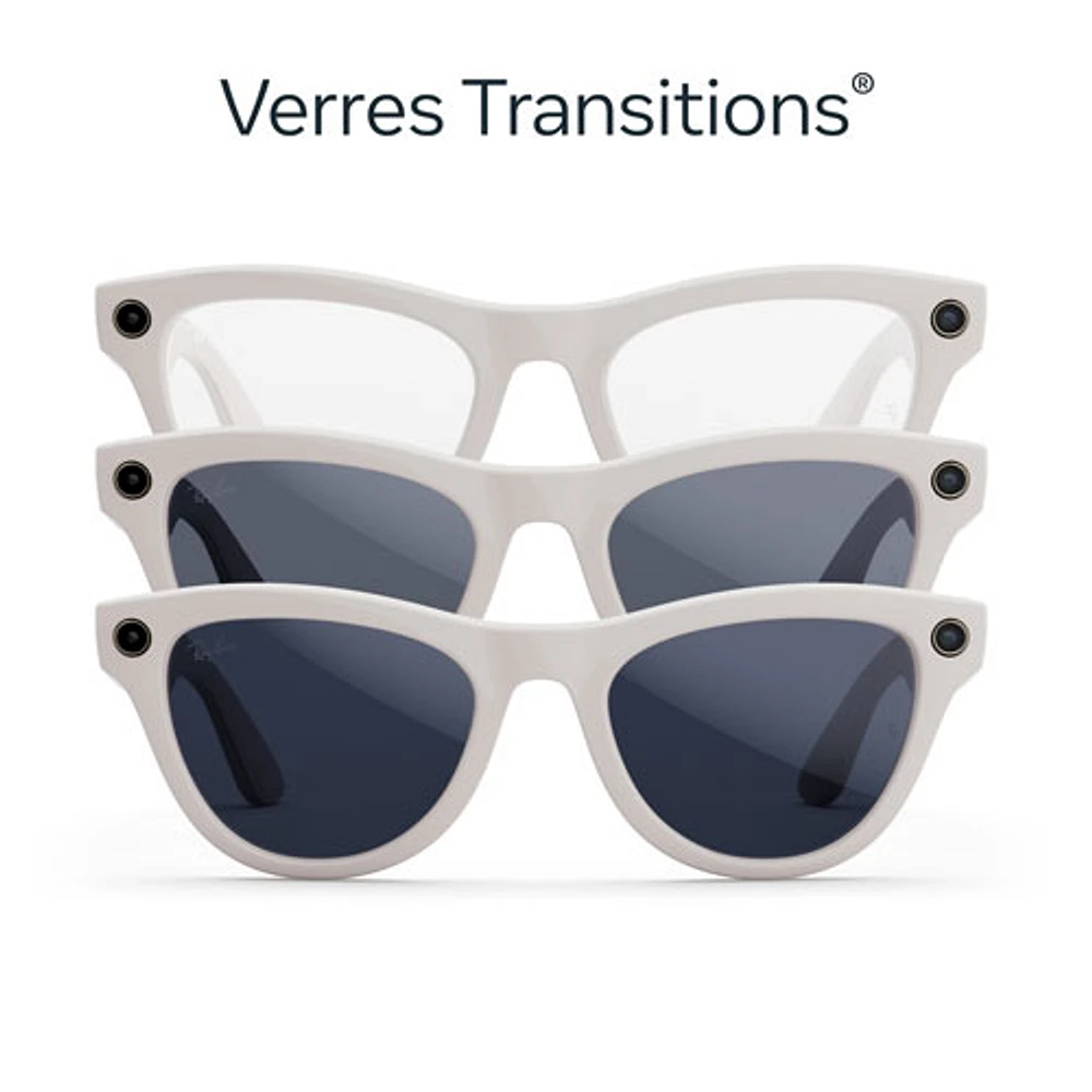 Ray-Ban | Meta Skyler Glasses with AI, Photo, Video, Audio & Messaging - Shiny Chalky Grey/Transitions