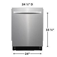 Lave-vaisselle encastrable 24 po 49 dB avec cuve en inox et troisième panier de Frigidaire (FDSH4502BF) - Acier inoxydable
